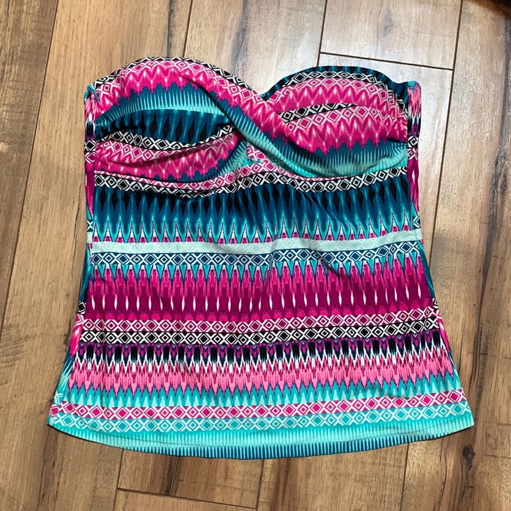 Aztec design strapless tankini